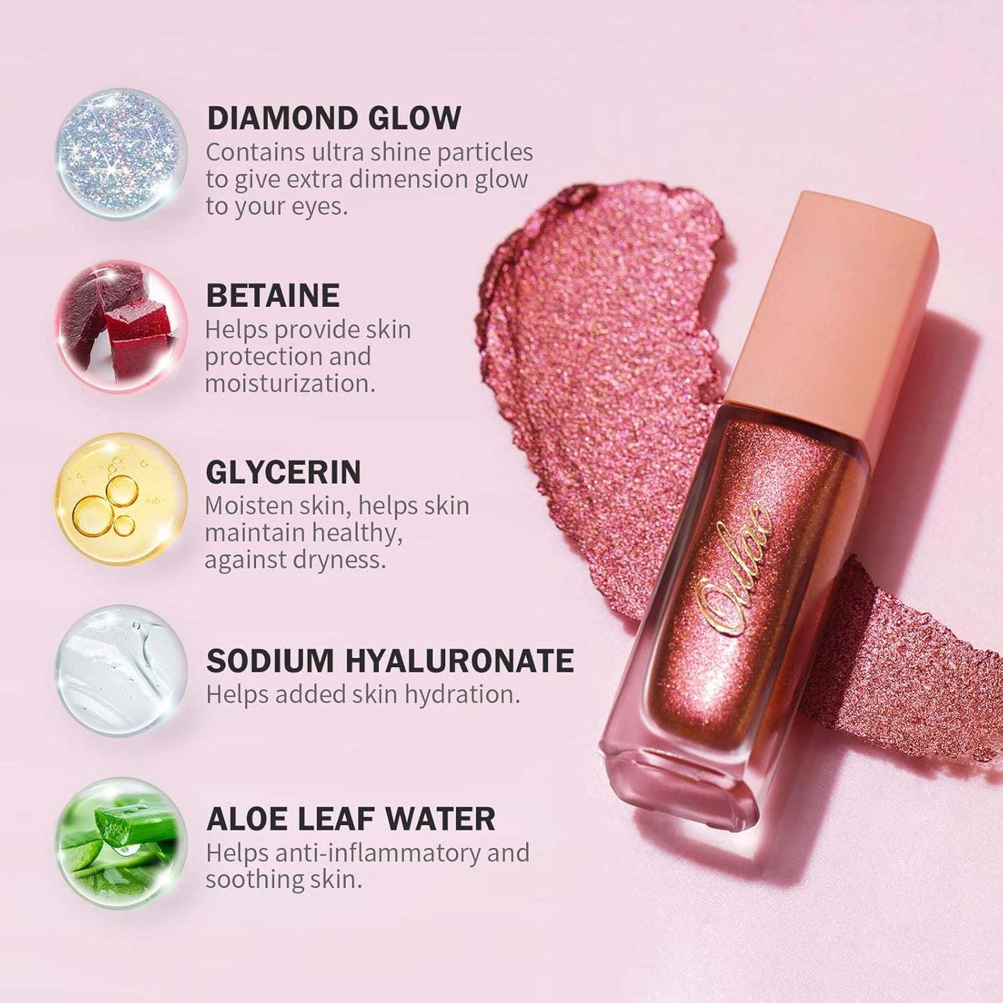 Oulac Liquid Glitter Eyeshadow - Metallic & Shimmer Finish, Non-Sticky One-Swipe Coverage, Quick-Drying & Crease-Resistant. Vegan & Cruelty-Free (02)