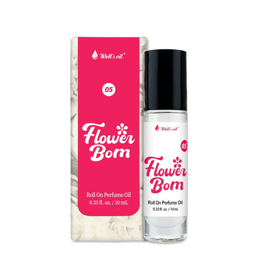 Well's Oil Roll-On Perfume Oil (Flower Bom) | Floral & Fruity Notes | Long-Lasting | Paraben-Free | 0.33 Fl Oz / 10 ml