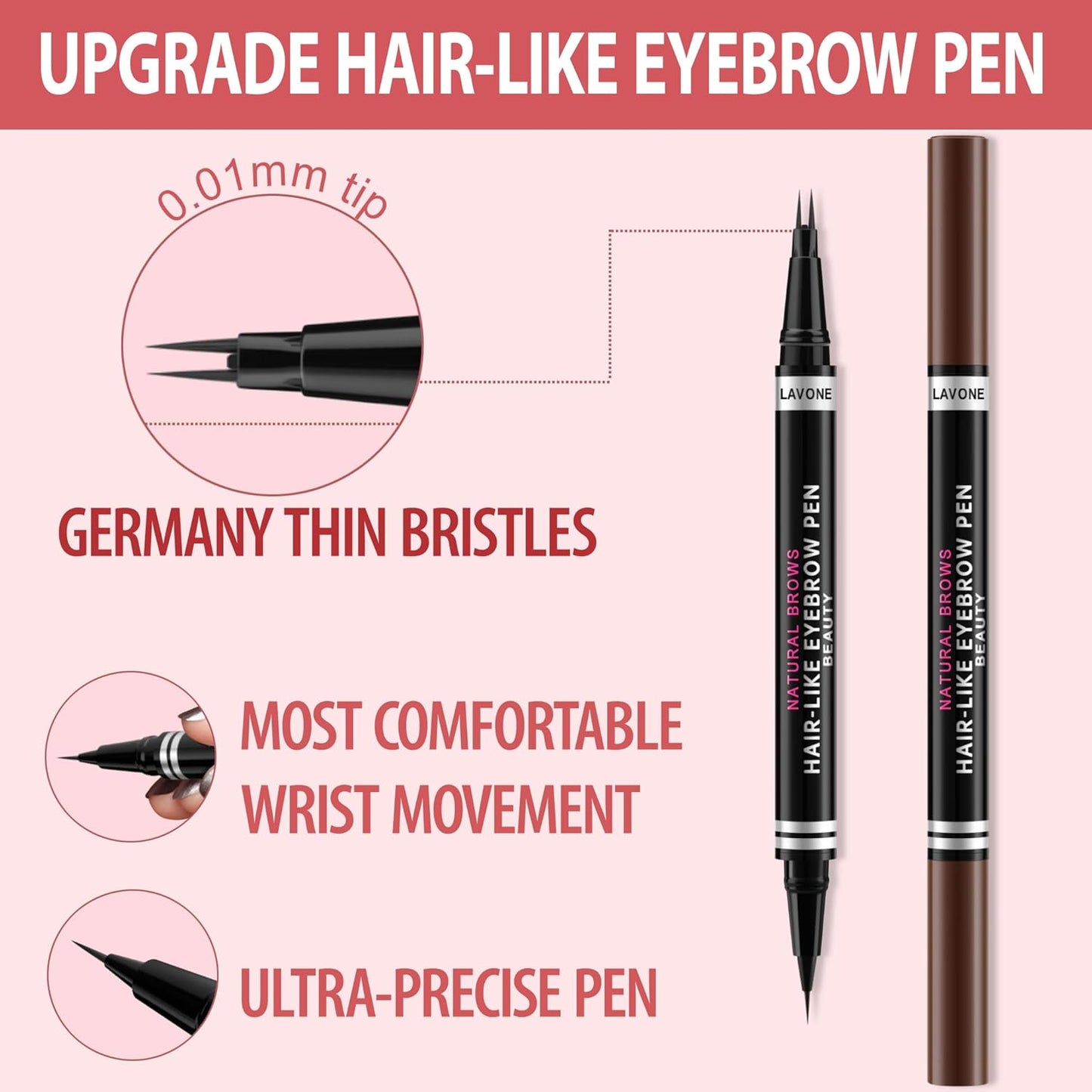 Eyebrow Pencil, 2-in-1 Waterproof Eyebrow Pen, with 2 Tip Microblading Eyebrow Pencil and Ultra-Precise Brow Pencil, with Eyebrow Brush, Eyebrow Pencils for Women, Natural Hair-Like Brows - Espresso