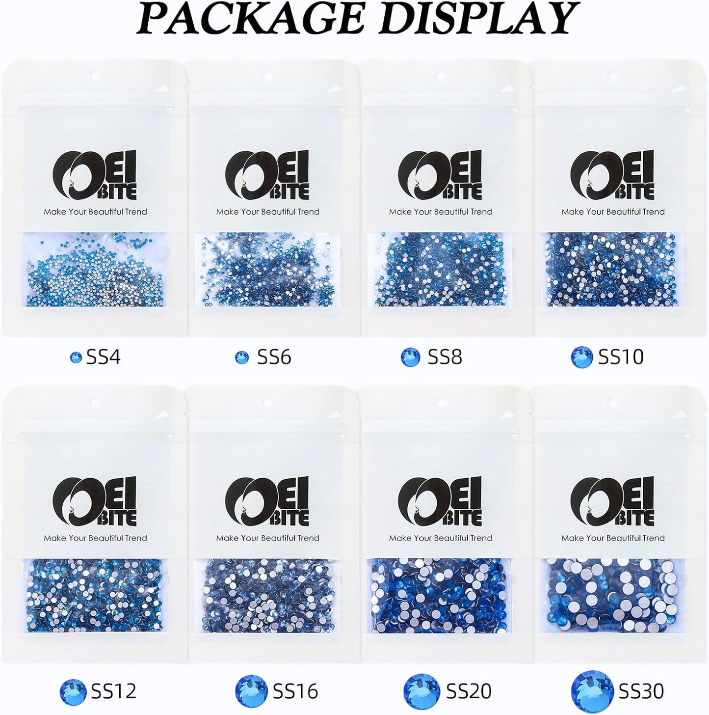 Capri Blue Flatback Rhinestones, Glass Rhinestones for Nail Art and Craft, Glue Fix, Loose Crystal Gemstones(Capri Blue, SS20, 1440pcs, 4.6-4.8mm)