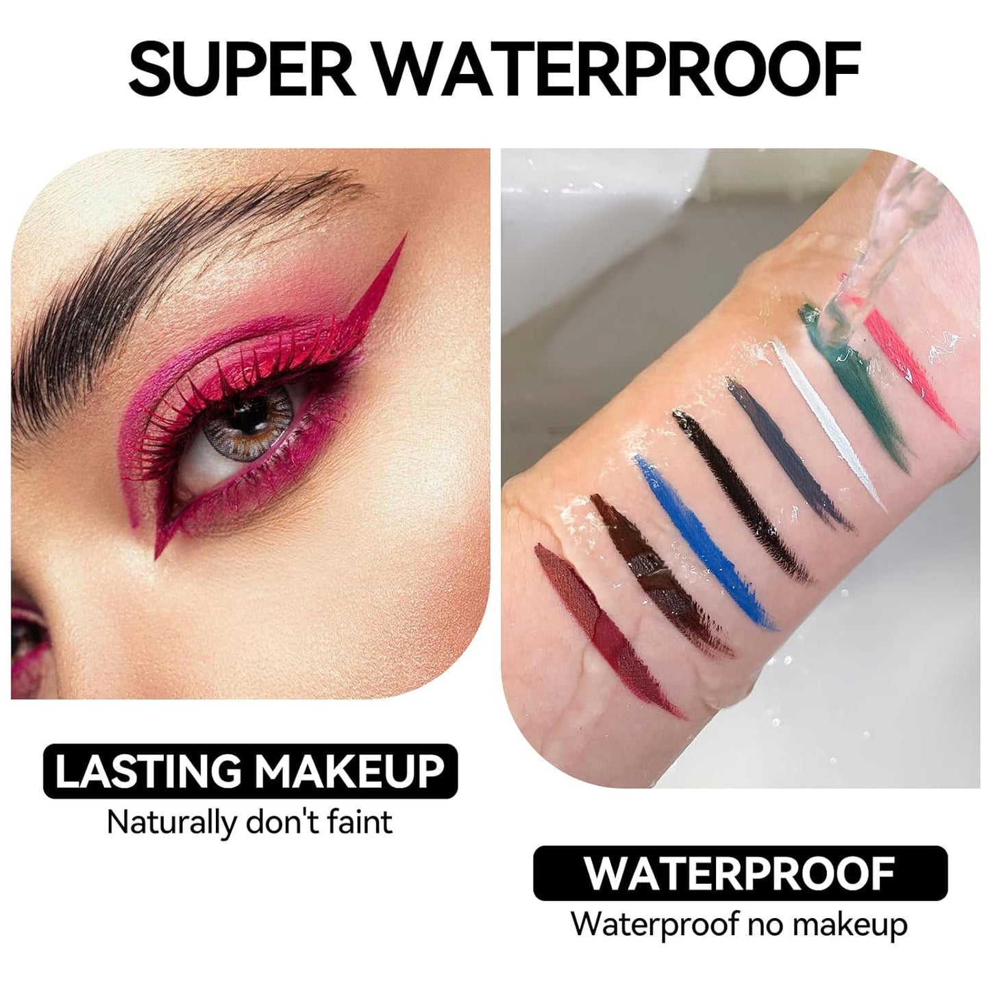 Eyeliner Gel Set,Long Lasting Waterproof With 5.51 IN Long Eyeliner Brush,High-Intensity Pigments Smudge-Proof Eye Liner Makeup Creamy Gel 5G-Black