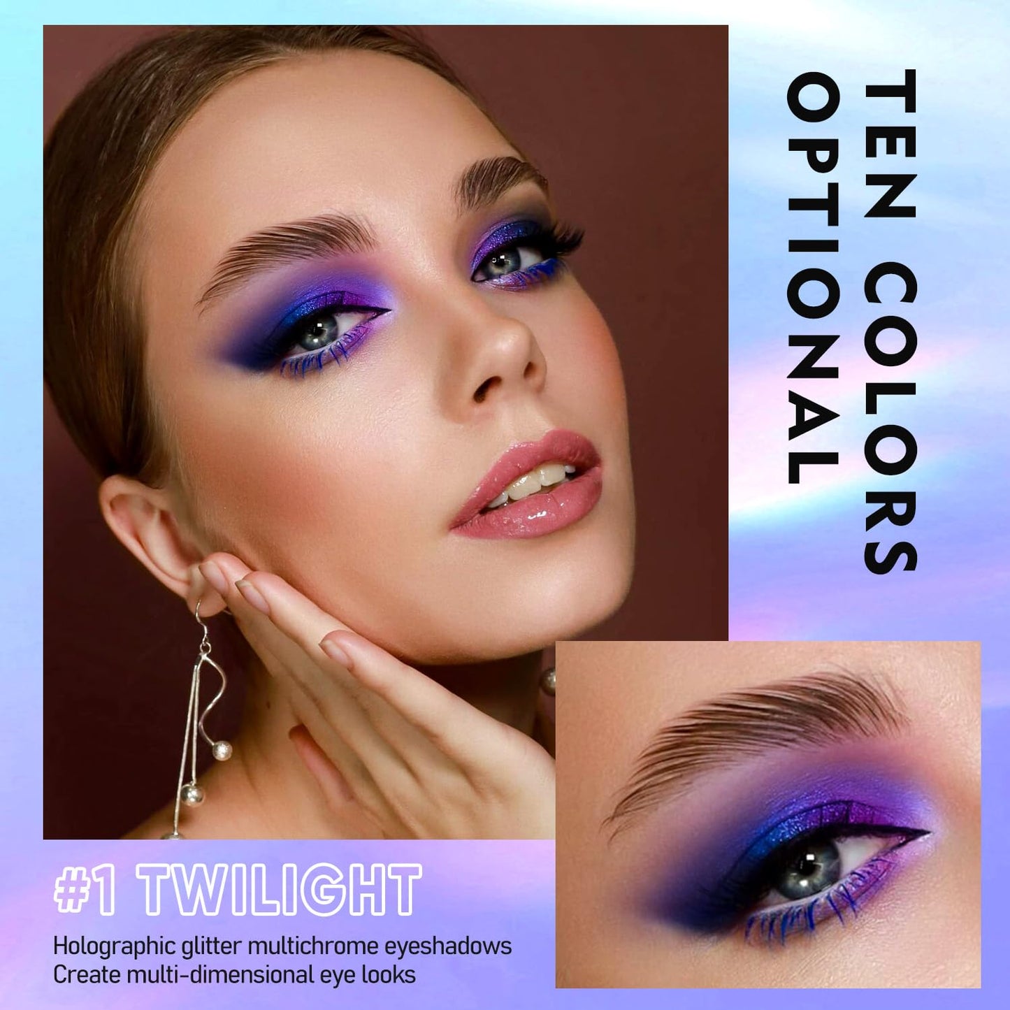 MAKI YIKA 3Pc Glitter Eyeshadow Liquid Multichrome Eyeshadows Long Lasting, Metallic Chameleon Eye Shadow Smudgeproof Holographic Eye Topper Glitters (#1+2+6)