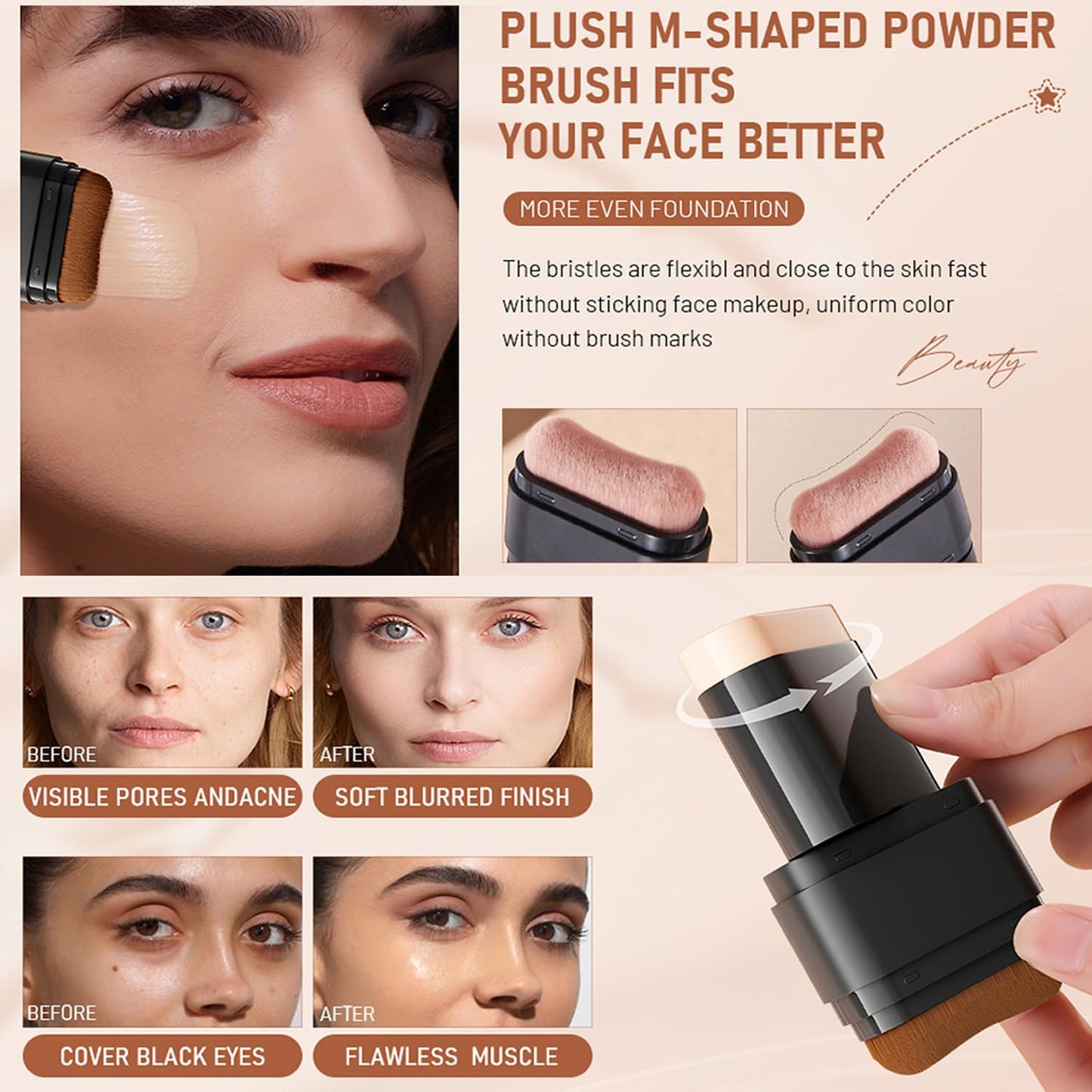 Long-Lasting Concealer Foundation Stick, Creamy Full Coverage, Hydrating Olive & Camellia Formula for Dark Circles & Blemishes, 2.09 oz (07#)