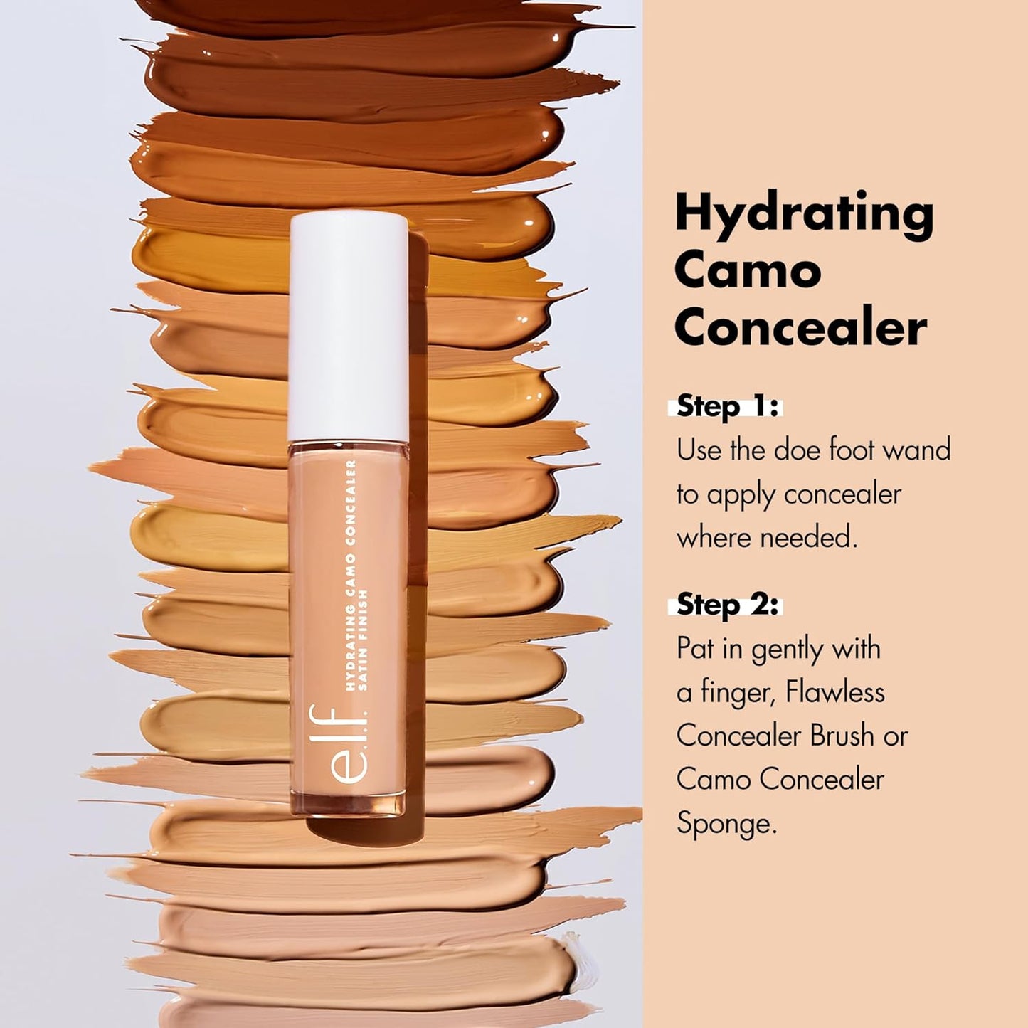 e.l.f. Hydrating Camo Concealer, Covers Blemishes & Under-Eye Circles, Full-Coverage & Delivers A Satin Finish, Vegan & Cruelty-Free, Medium Golden