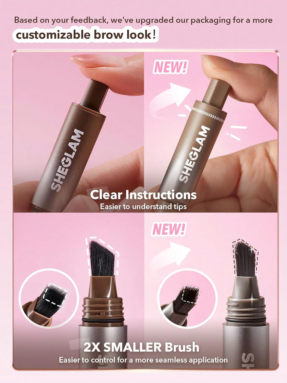 SHEGLAM Brow-Fection Angled Brush & Dip Upgraded Microblading Eyebrow Pen Long Lasting Waterproof Easy To Color-Ash