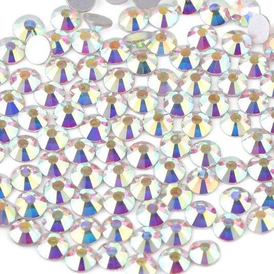 beadsland Flat Back Crystal Rhinestones Round Gems for Nail Art and Craft Glue Fix, CrystalAB (7.1-7.3mm) SS34/288pcs