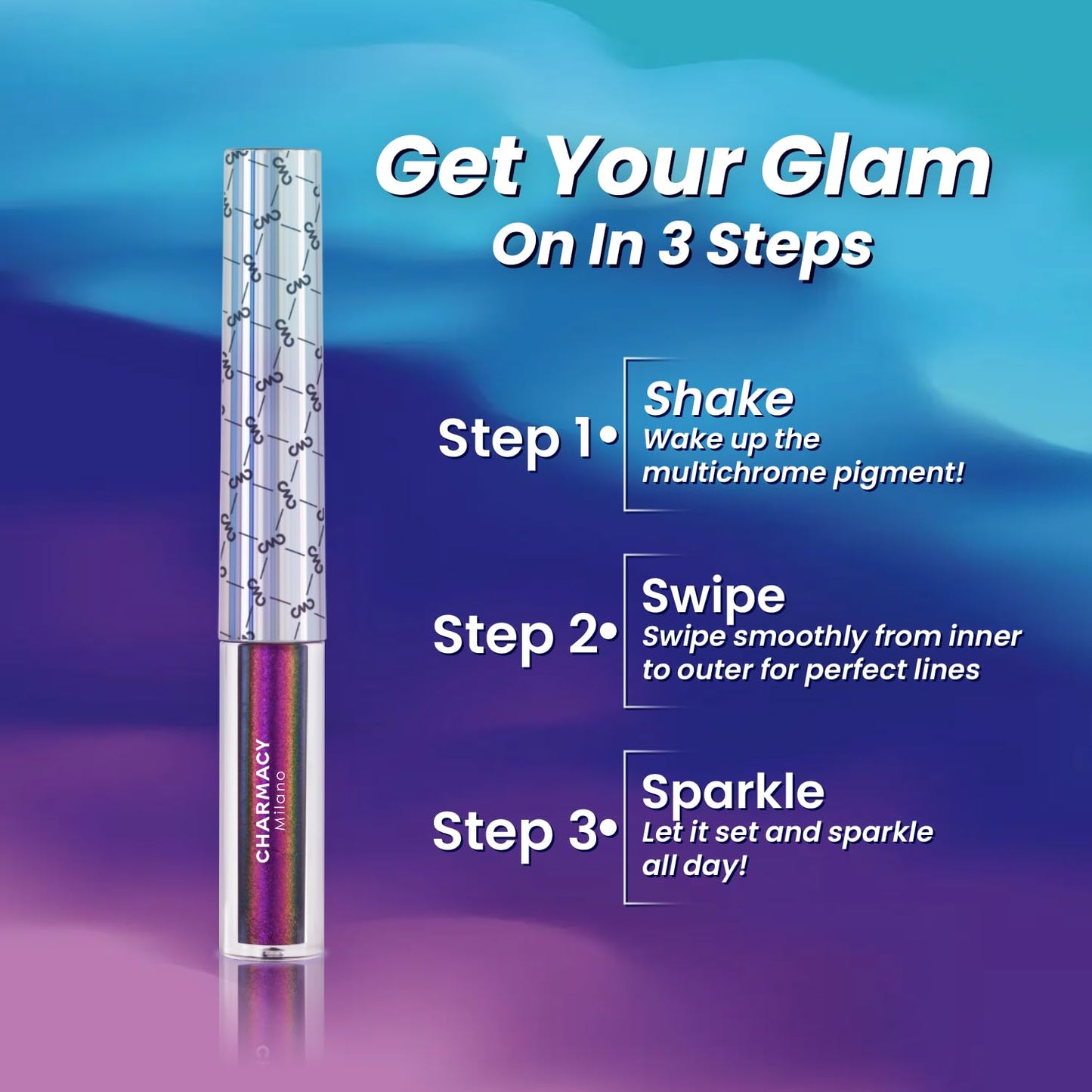 CHARMACY Multichrome Eyeliner Liquid Liner, Glitter liquid eyeliner waterproof, Metallic Intense Color Shifting Colorful Eyeliner, Long wearing, Ultra-Fine Tip Smudge-proof, GREEN INDIGO 905