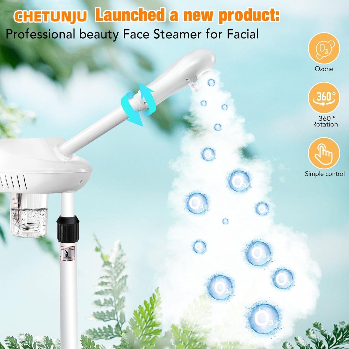 Professional Facial Steamer for Atomization Humidifier Atomizer, Adjustable Height and Angle, Face Steamer Clean Skin Firming Pores and Moisturizing Suitable for a Beauty, Spa, at Home