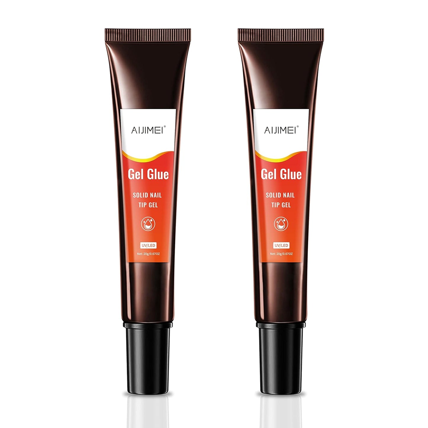 AIJIMEI Nail Gel Glue 20ml 2PCS for UV Acrylic Tips - Solid Adhesive for Fake Nails - UV Cured