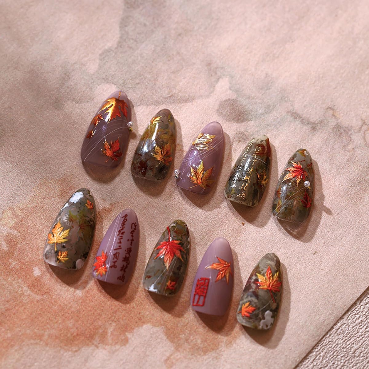 2 Sheets 5D Embossed Fall Nail Art Stickers Maple Leaf Nail Stickers Autumn Nail Art Supplies Design Sticker Fiery Red Maple Leaves Nail Self Adhesive Thanksgiving Nail Decals for DIY Acrylic Nails