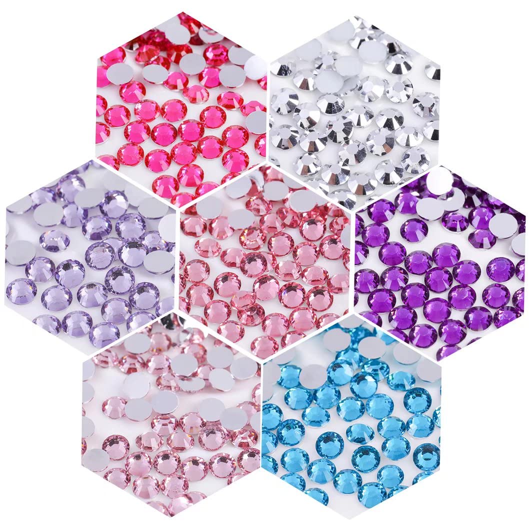 1000 Pieces SS20 5mm Flatback Rhinestones Clear Glass Round Gems Crystals for Nail Art DIY Crafts Clothes Shoes Bags （Rose Red）