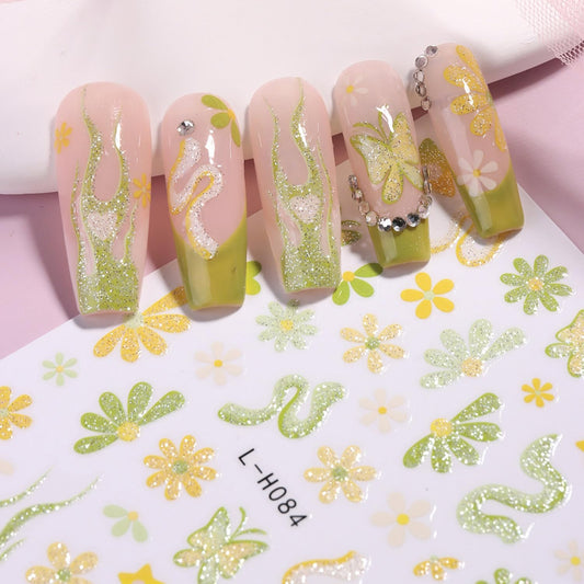 Stickers para Uñas Nail Stickers Self-Adhesive Sticker para Uñas Colorful 3D Flower Calcomanías Floral Nail Stickers Art Design Accessories Hight Quality 7 Sheets