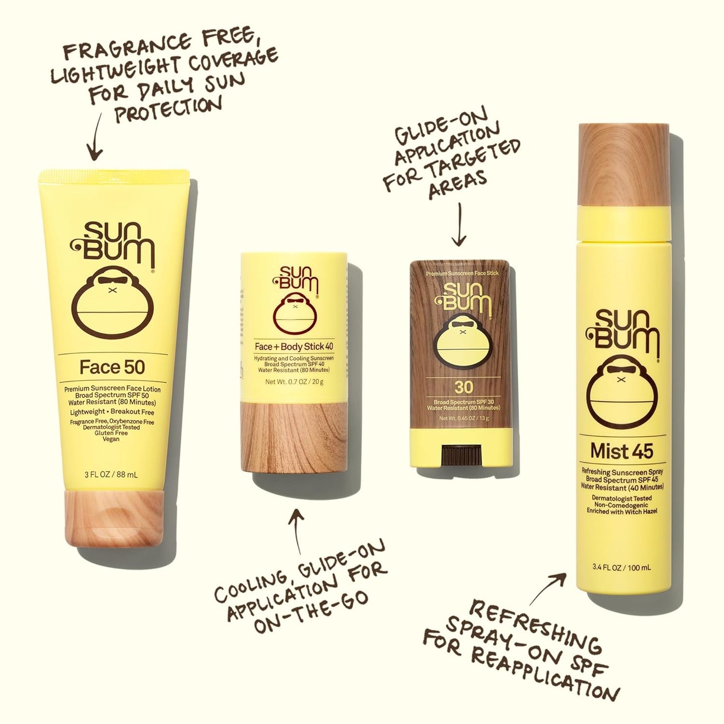 Sun Bum Original SPF 50 Sunscreen Face Lotion - Broad Spectrum Moisturizing Facial Sunscreen with Vitamin E -Fragrance Free - Travel Size - 3 oz