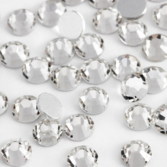 5000PCS SS6 Flatback Rhinestones | 12-Facet Diamond-Cut Glass Gems for Nail Art, Clothing, DIY Crafts |Glue-On Decoration Stones with Silver Backing(Crystal)