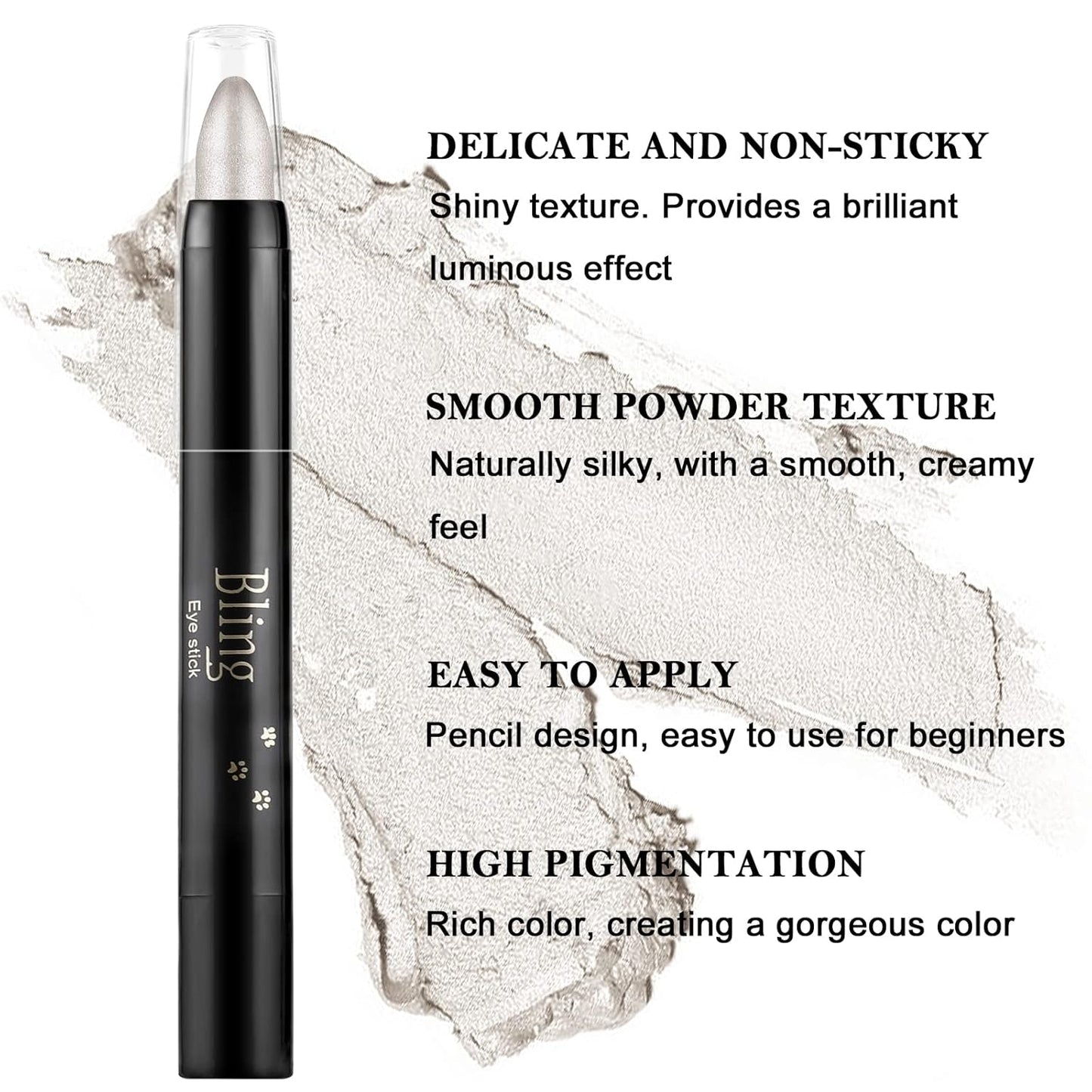 Boobeen Eyeshadow Pencil Crayon Waterproof Stick Shimmer Cream Pen - Create Glitter Eye Makeup, Easy to Use (01#)