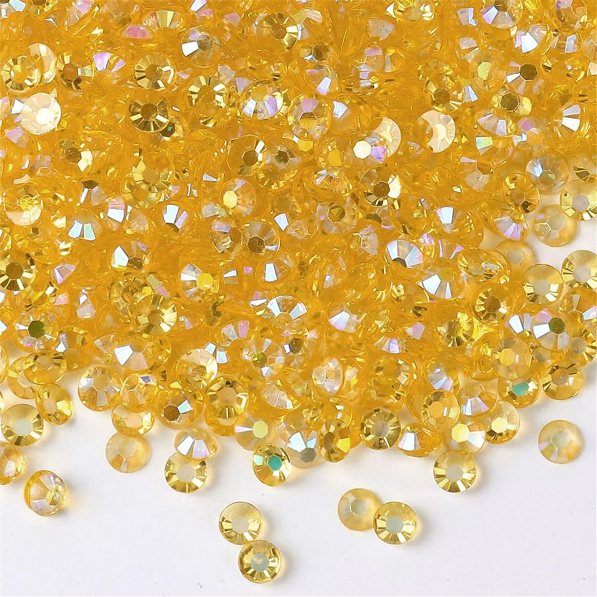 1500 Pieces SS16 4mm Flatback Rhinestones AB Clear Round Gems Crystals for Nail Art DIY Crafts Clothes Shoes Bags （Transparent Golden Yellow AB）