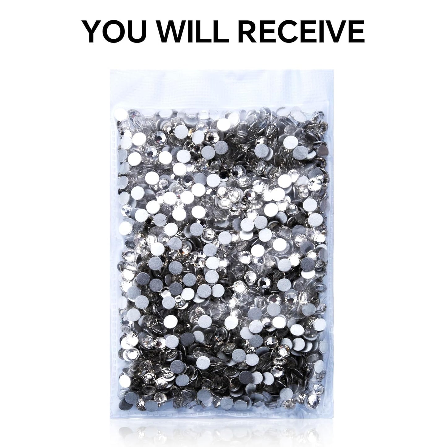 288Pcs White Crystal Rhinestones,Glass Flatback Diamonds for Nail Face Makeup Art Crafts Clothes Glitter Decoration -(SS34,7.0mm,White)