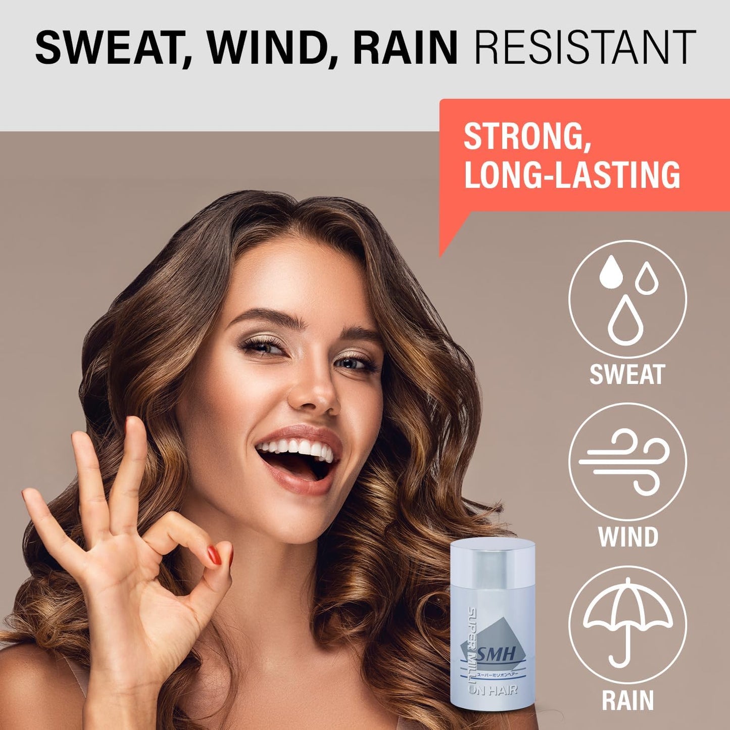 SMH Hair Fibers MADE IN JAPAN – Instantly Conceals Thinning Hair –Long-Lasting – Sweat, Water & Wind Resistant – Hair Loss Solutions For Men & Women (Medium Brown, 15g)