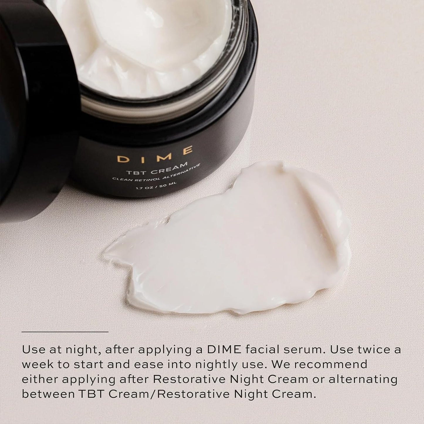 DIME Beauty TBT Cream, Anti-Aging Retinol Cream Alternative and Face Moisturizer with Bakuchiol, Lightweight Night Cream 1.7 oz / 50 ml