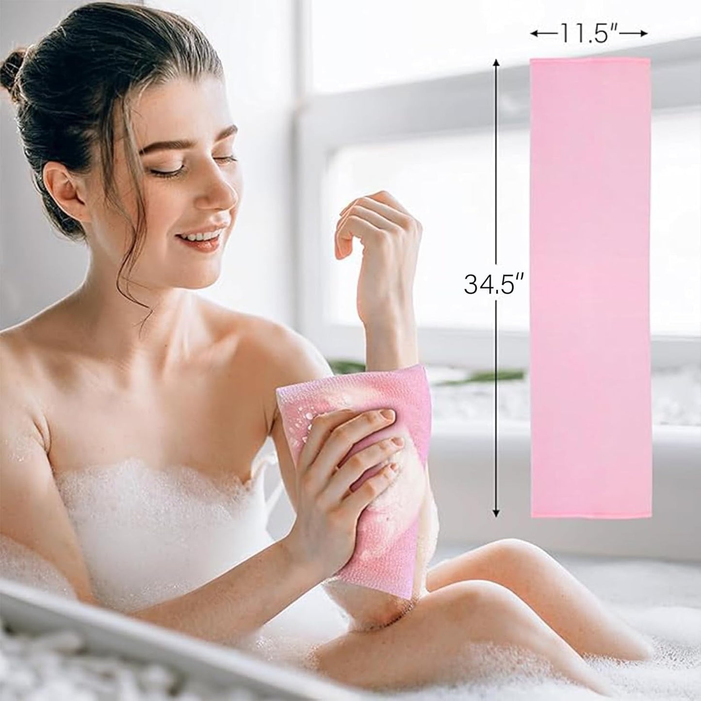Yiclick Exfoliating Washcloth Towel [3 Pack], Japanese Exfoliating Bath Wash Cloth for Body Exfoliation, Korean Back Scrubber Washer for Shower, African Net Sponge Brush Loofah Exfoliator (Pink)