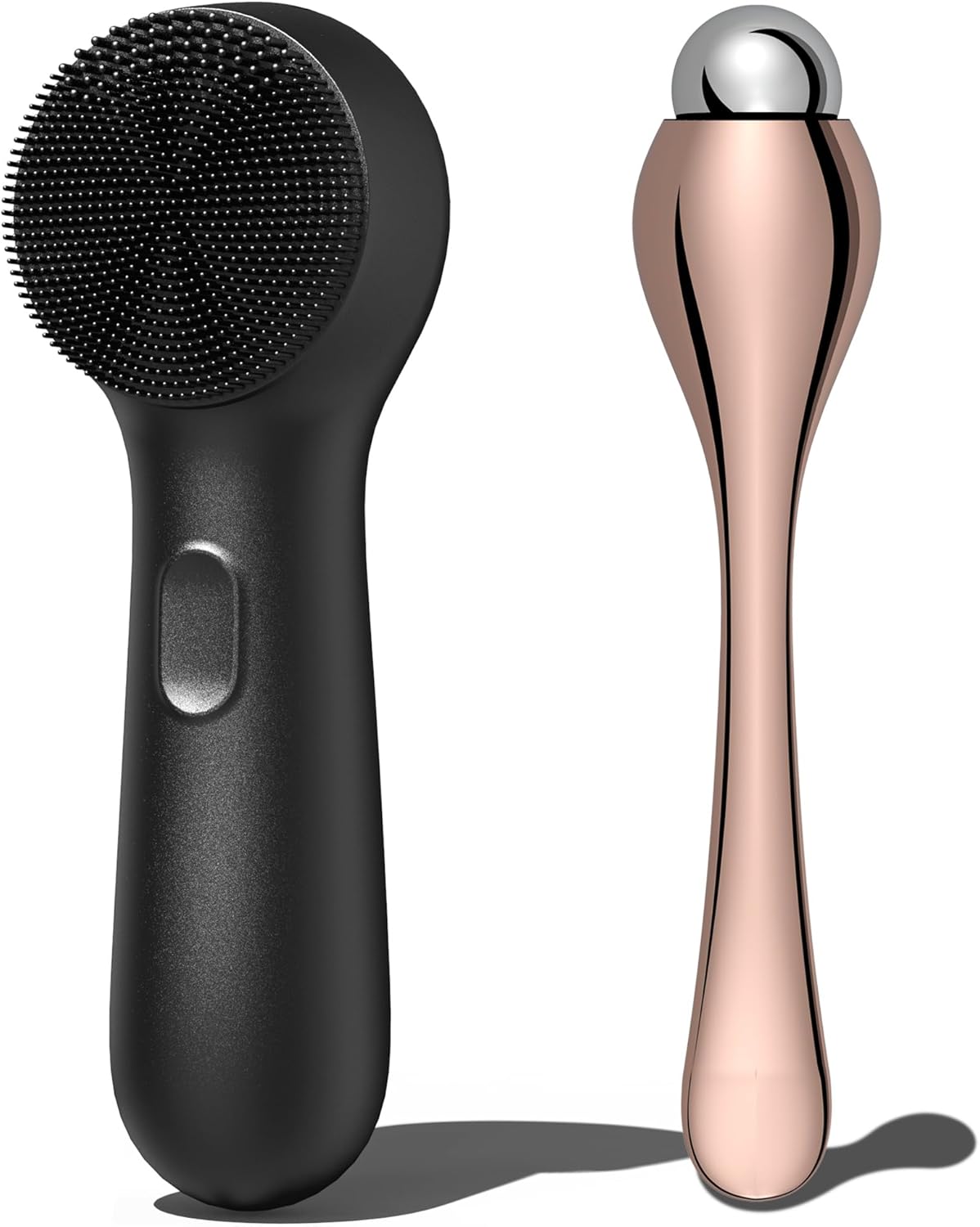 NågraCoola CLIE Silicone Face Scrubber, Facial Cleansing Brush, Rechargeable, Waterproof Face Scrub Brush for Deep Cleansing, Exfoliating, Massage, with Eye Roller, for Women and Men-Black