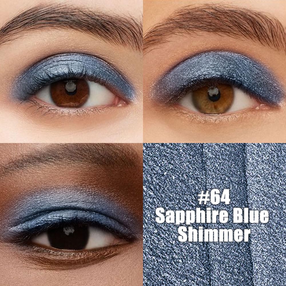 evpct Blue Shimmer Cream Eye Shadow Sticks Brightener Pencils for Women, Shimmery Blue Silky Eyeshadow Applicator Stick Pen Waterproof, Blendable Crease-Proof Stick Eyeshadow Shimmer Eye Makeup 64