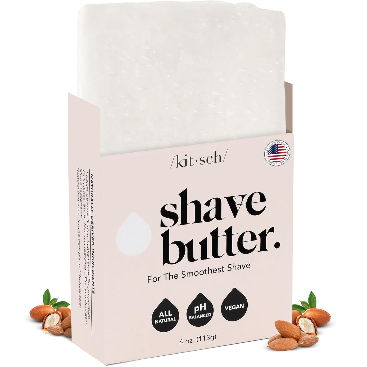 Kitsch Shaving Soap for Women - Hydrating Shave Butter & Shave Soap Bar - Nourishing Bar Soap for Smooth, Irritation-Free Shave – Paraben, Silicone & Sulfate-Free - Vegan, Made in USA - 4 oz
