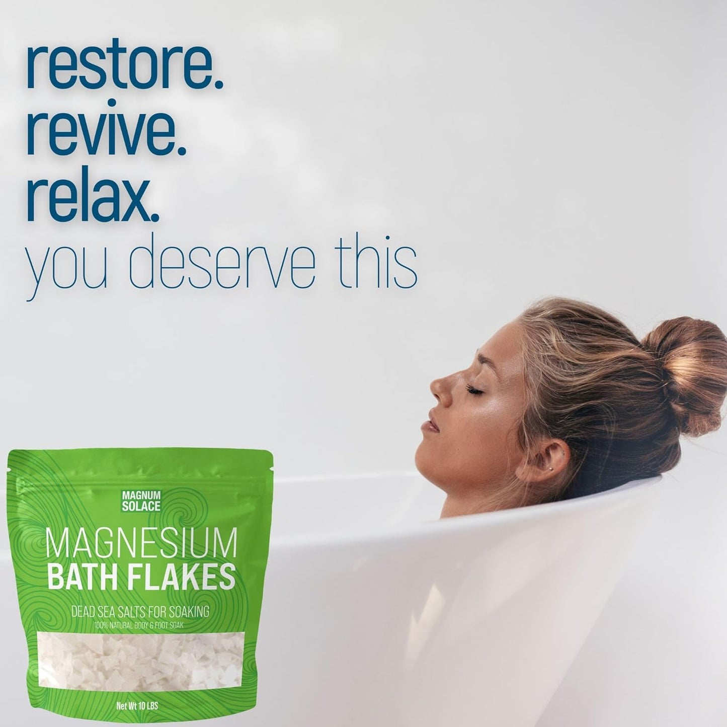 Magnesium Flakes for Bath - Magnesium Chloride Flakes - Dead Sea Salts for Soaking, 3 LBS
