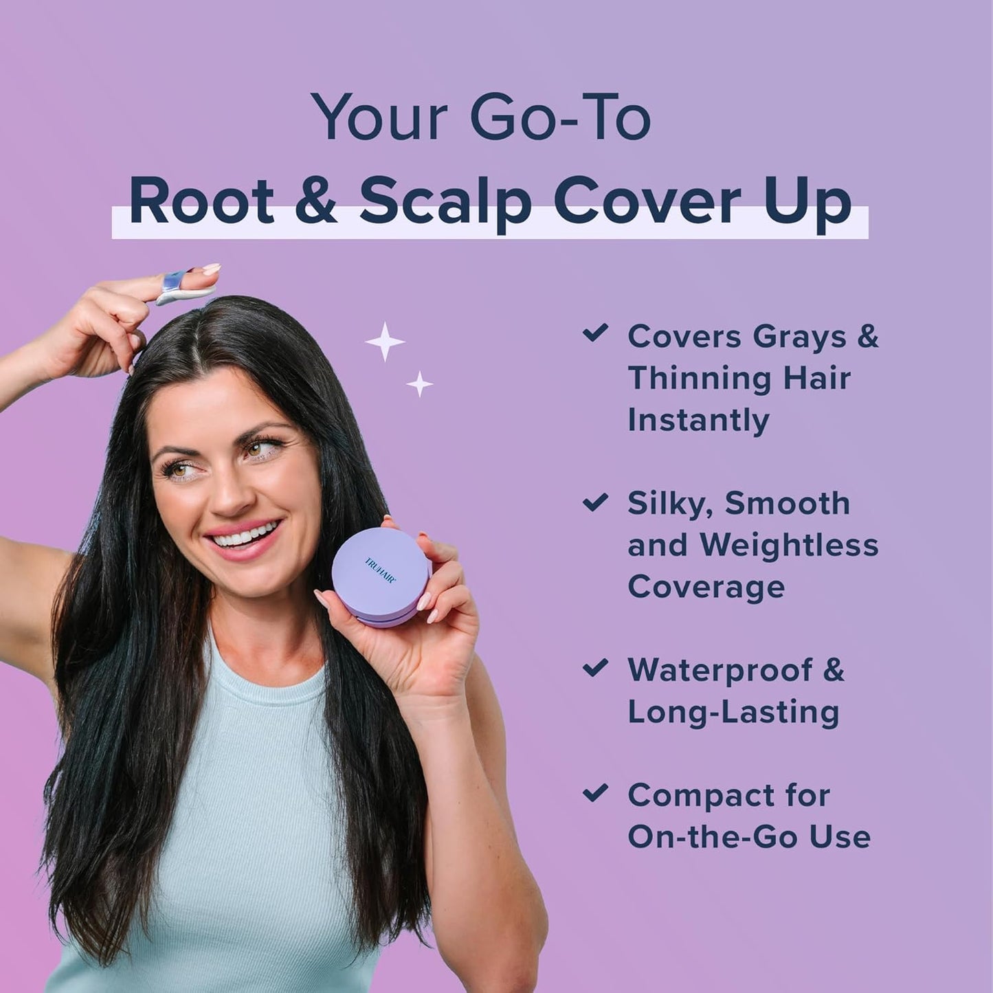 TRUHAIR Root & Scalp Cover Up Refill, Waterproof Pressed Powder for Gray Coverage, Bald Spots & Thinning Hair, Root Touch Up Color, 0.35 oz (Dark Brown)