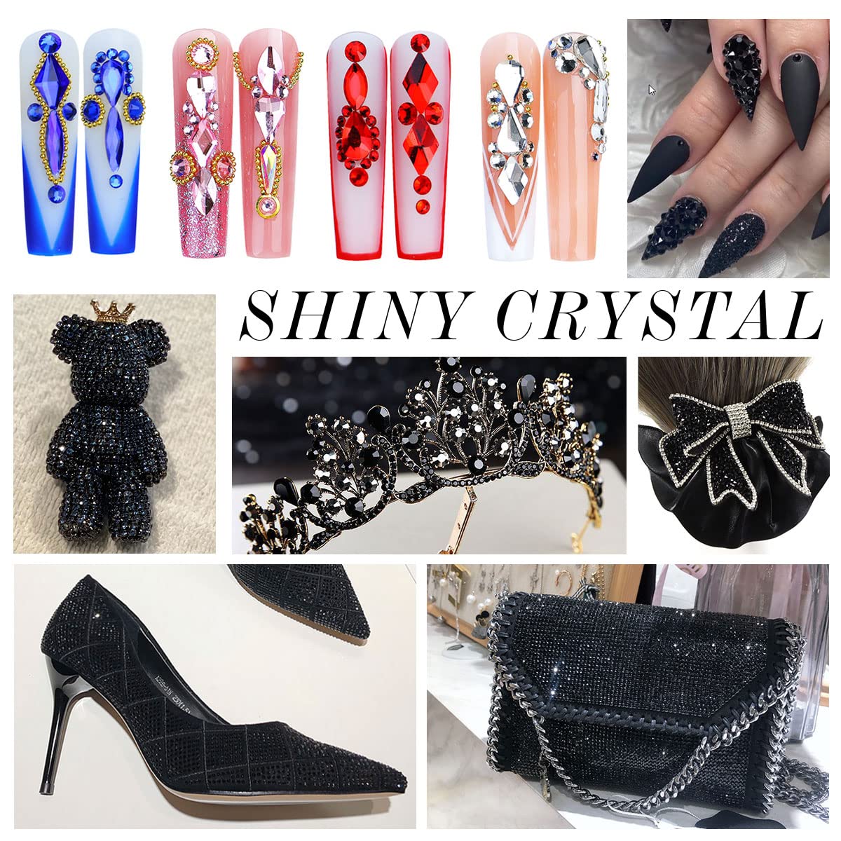 1440Pcs Black Crystal Rhinestones,Glass Flatback Rhinestones Gemstones Small for Nail Face Makeup Art Crafts Clothes Decoration -(SS10,2.8mm,Black)