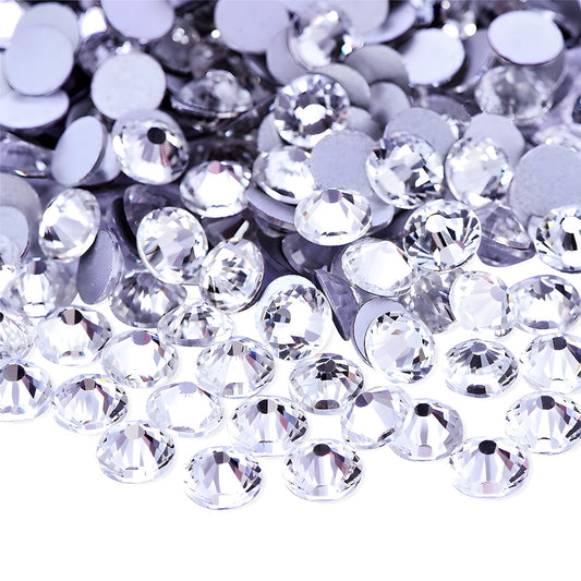 Flatback Rhinestones Round Gems for Nails Art and Crafts 2000Pcs SS16 4mm Glitter Crystals Stone DIY Bags Clothes Shoes (White)