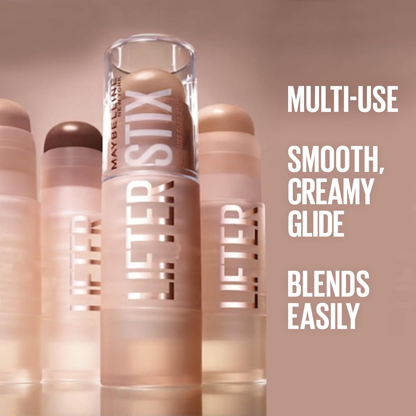 Maybelline Lifter Stix Multi-Use Face Stick - Contour, Bronzer, Concealer and Foundation Stick, All-In-One Creamy Face Makeup with Cranberry Seed Oil, 50, 1 Count