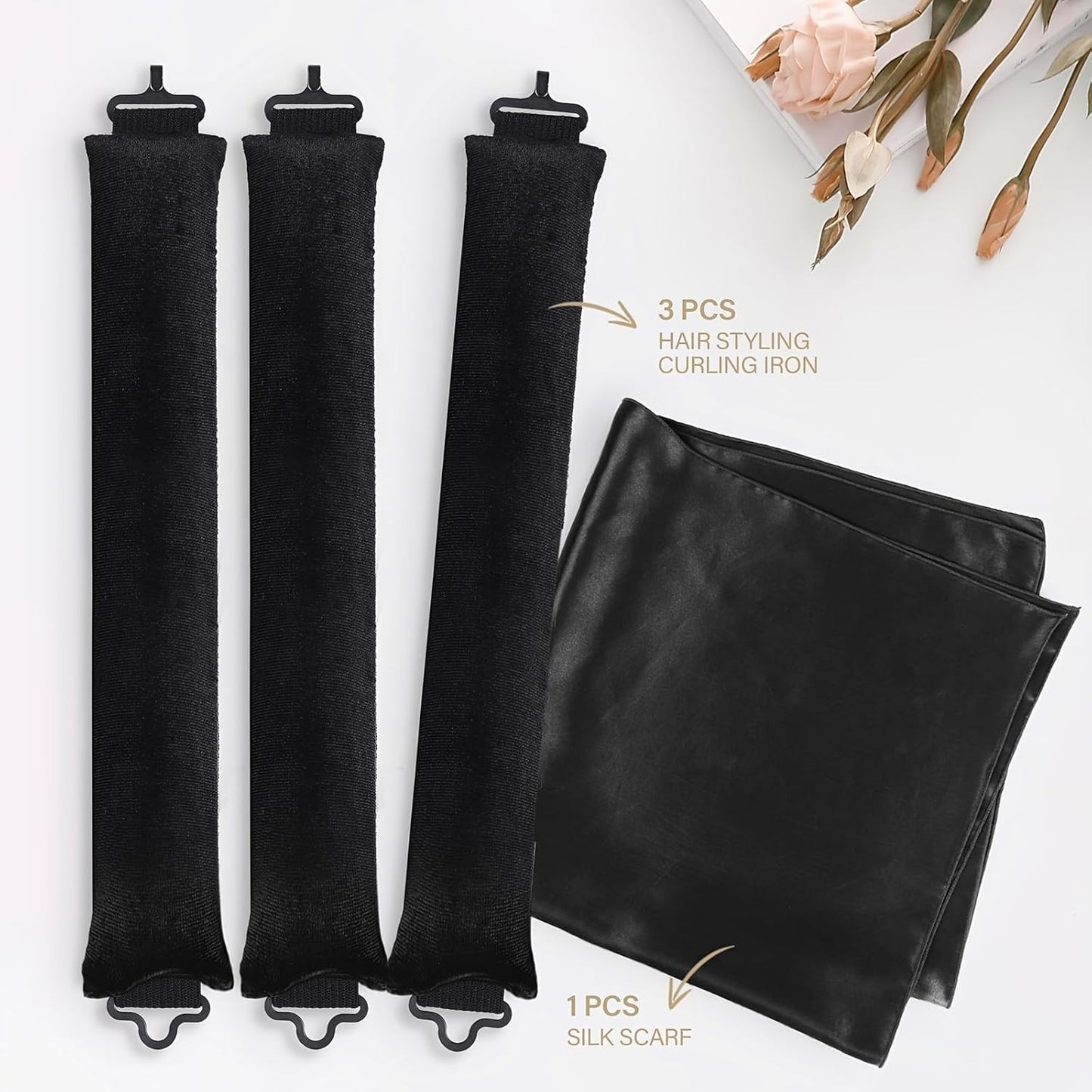 Heatless Hair Curler Overnight Curl Rods for All Hair Types, Healthy and Stylish Heatless Curling Set jumbo heatless hair curler to sleep in Heatless Hair Curlers (Khaki, Medium)