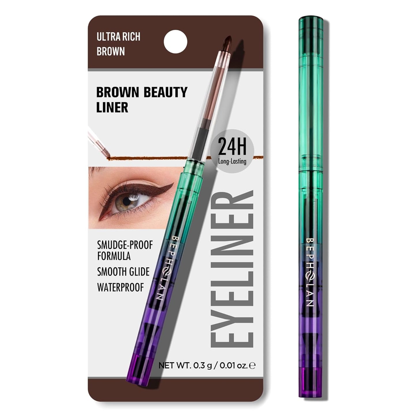BEPHOLAN Brown Eyeliner Pencils,Waterproof Gel Eyeliner Pencil for Women Waterproof Smudge Proof Long-lasting (Brown)