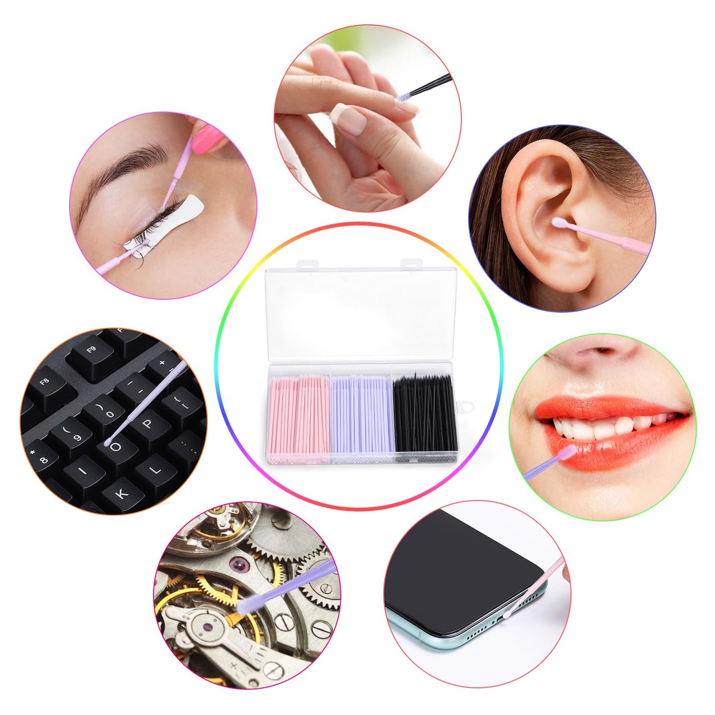 400 Pcs Micro Applicator Brushes,JASSINS Microswabs for eyelash extensions,Disposable 2mm Precision Mascara swab,For Cleaning and Applying Makeup (Light purple)