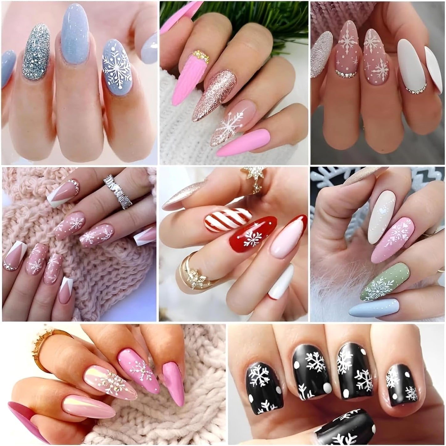 30 Sheets Holiday Nail Art Stickers 3D Self-Adhesive Christmas Nail Decals - Elk, Snowman, Snowflake for Manicure Decorations - Supplies for Women Girls