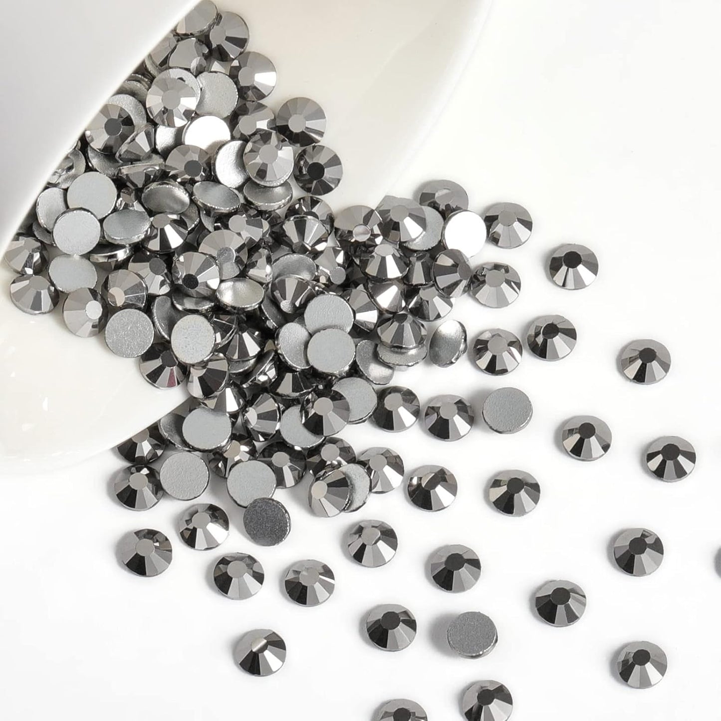 Beadsland 1440 Pieces Flat Back Crystal Rhinestones Round Gems,Hematite,SS3,1.2-1.4mm
