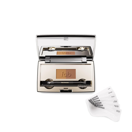 Duo Eyebrow Kit - Ultimate Brow Kit with Compact Powder Mirror and Waterproof Eye Makeup Contour Palette Set (Dark Brown/Chocolate Brown)
