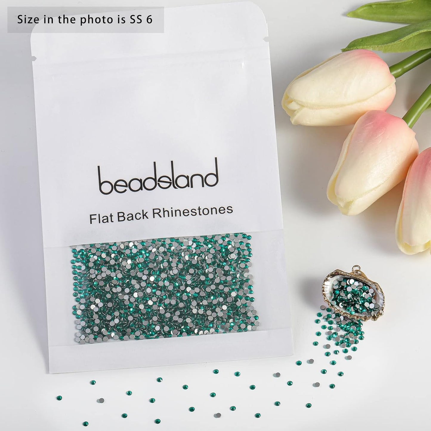 beadsland Flat Back Crystal Rhinestones Round Gems, Blue Zircon (1.9-2.0mm) SS6/1440pcs