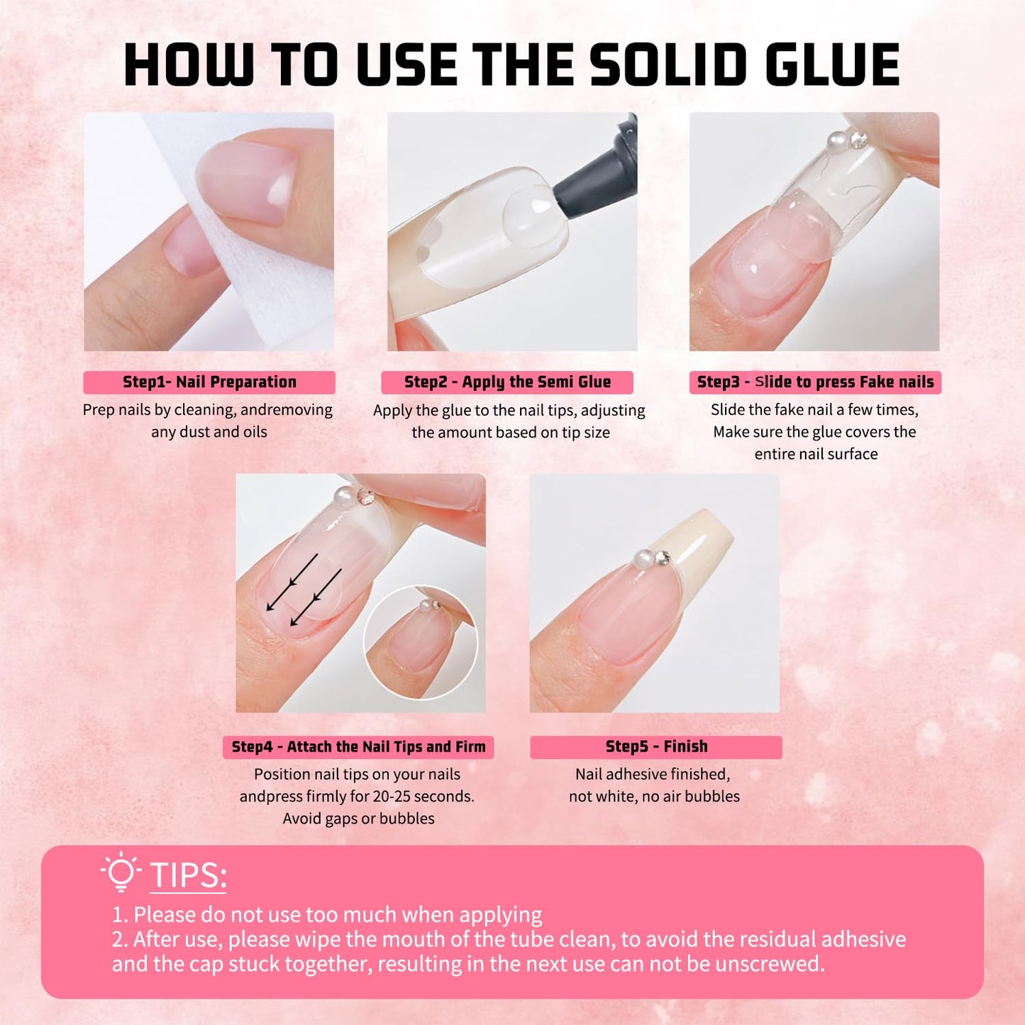 2Pcs Semi Solid Nail Glue for Press On Nail, No Need for UV Lamp Super Strong Nail Glue Quick Drying Gel Long Lasting for Fake Acrylic Nails(15g x 2)