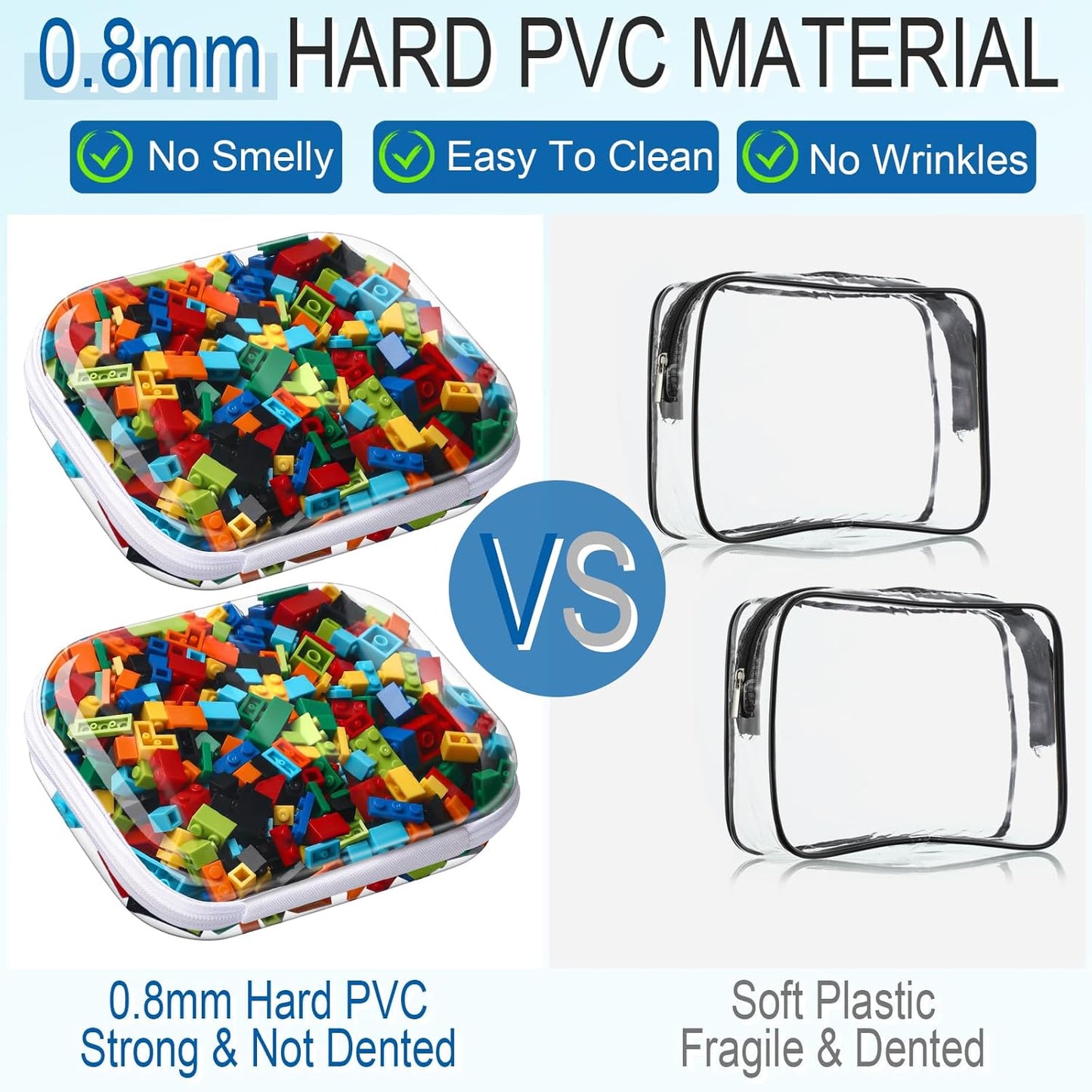 Sanwuta 6 Pcs Clear Hard Zipper Case Pencil Pouches Hard Plastic Zipper Pouches Makeup Bag Transparent Cases for Snacks Plastic Storage Organizer Box for Travel