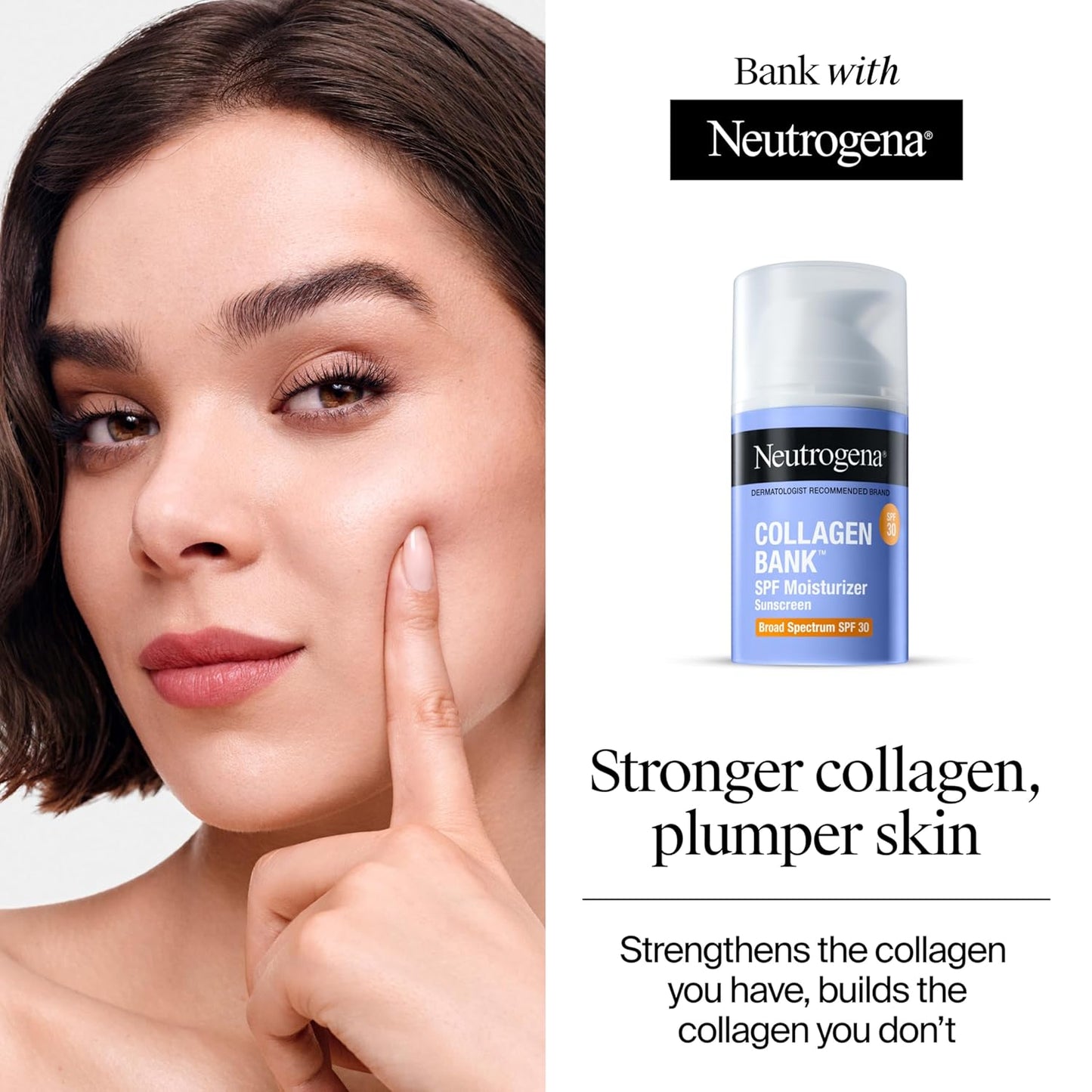 Neutrogena Collagen Bank Face Moisturizer with SPF 30 Sunscreen, Daily Anti-Aging Face & Neck Collagen Cream with Micro-Peptides and SPF, 2 fl. Oz & Trial Size Hydro Boost Facial Cleanser, 0.5oz
