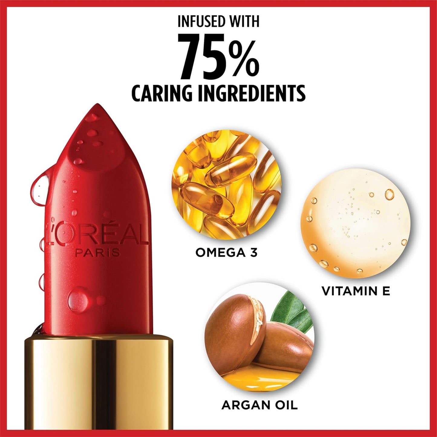 L'Oreal Paris Colour Riche Original Creamy, Hydrating Satin Lipstick with Argan Oil and Vitamin E, Red Passion , 1 Count