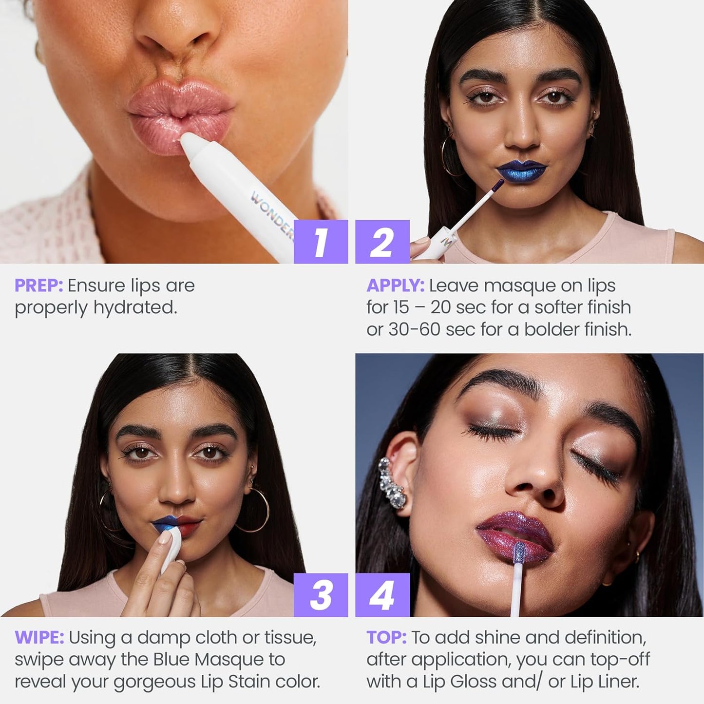 Wonderskin Wonder Blading All Day Lip Stain Peel Off Masque - Long Lasting, Waterproof & Transfer Proof Brown Lip Tint, Matte Finish Peel Off Makeup (Hush Masque)