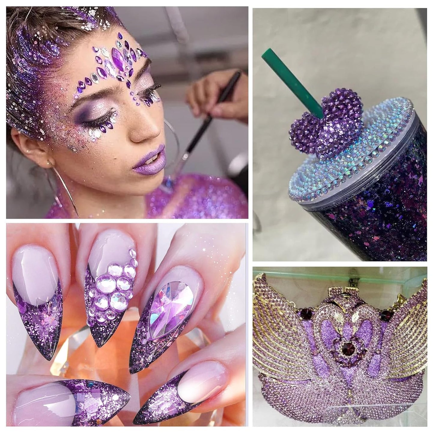 1440Pcs Purple Velvet Crystal Rhinestones,Glass Flatback Rhinestones Gemstones Small for Nail Face Makeup Art Crafts Clothes Decoration - (SS10,2.8mm,Purple Velvet)