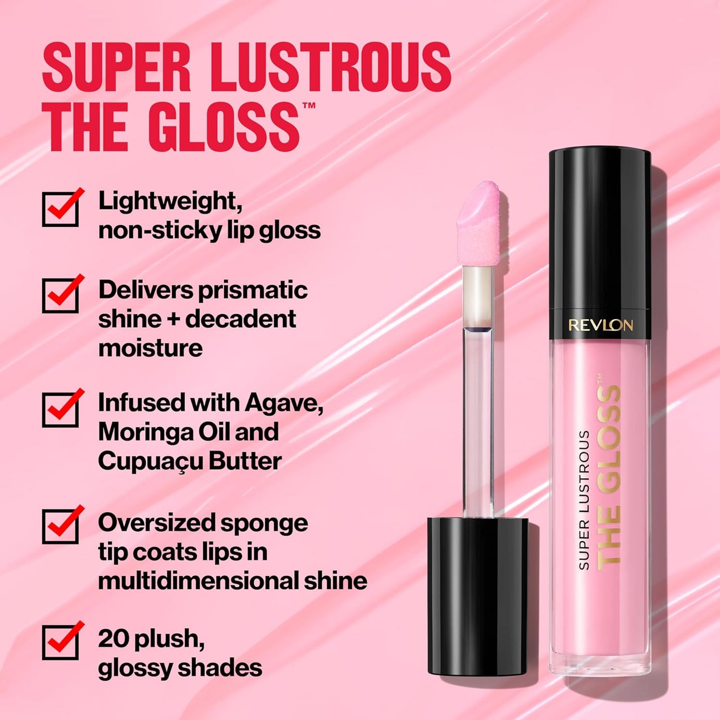 Revlon Super Lustrous Lip Gloss, Non-Sticky, Hydrating, High Shine Finish, 232 Pink Obsessed, 0.13 oz