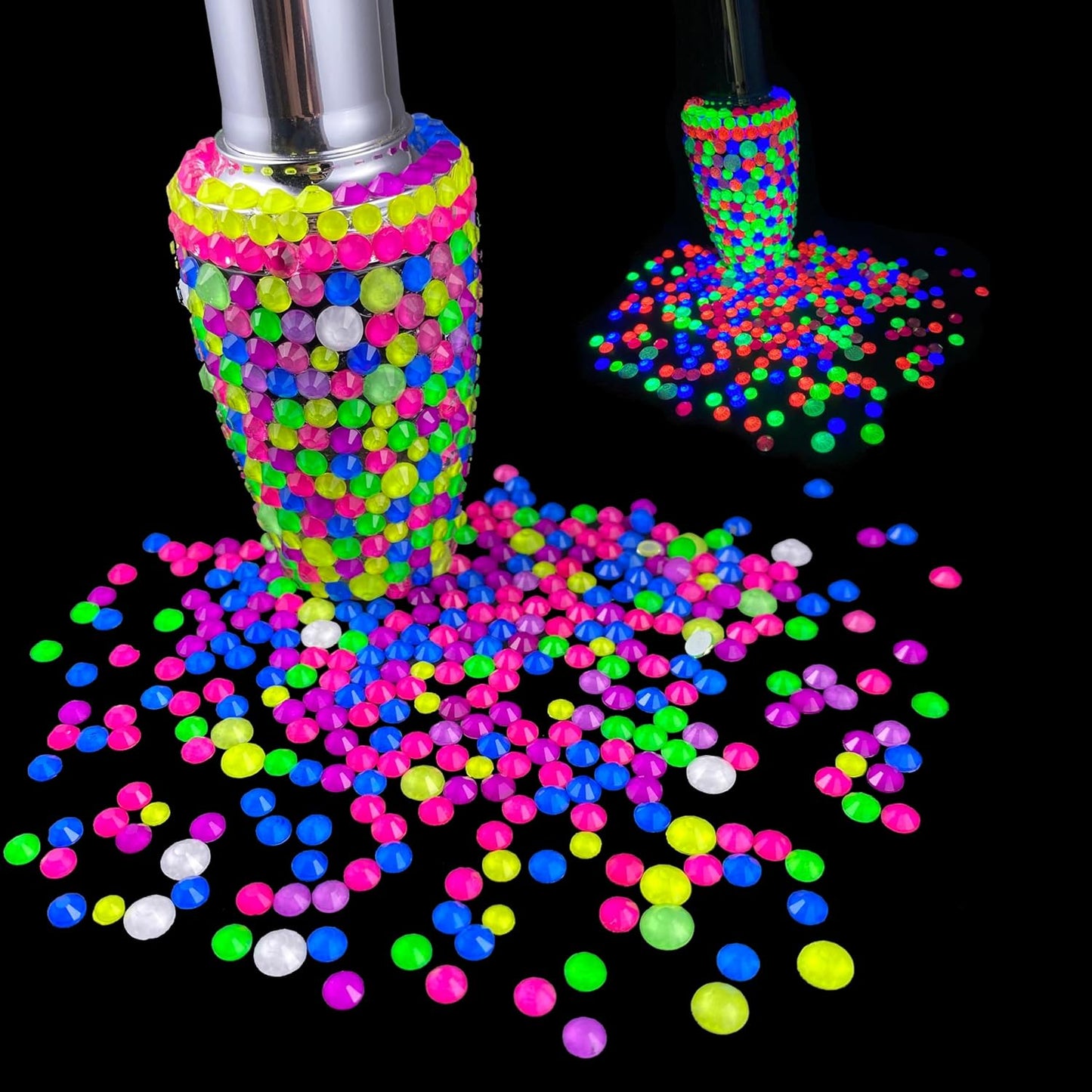 Flatback Glass Rhinestones,Bedazzler Gems 288pcs Non Hotfix Crystal Rhinestones for Nail Charms Crafts Clothes Tumblers,Yellow Neon,SS30