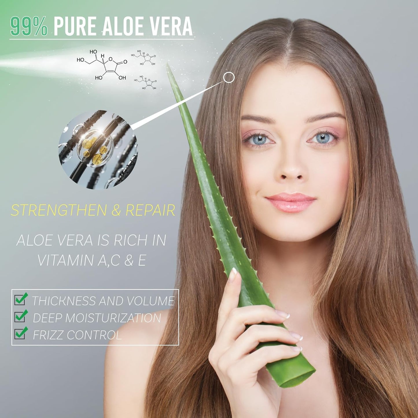 Aloe Vera Spray Bottle Travel Size | Vitamin C, E & A | Skin Care, Hair Spray, Facial Moisturizer, Hair Growth, Facial Cleanser, Sunburn Relief & After Sun Lotion 3.3oz