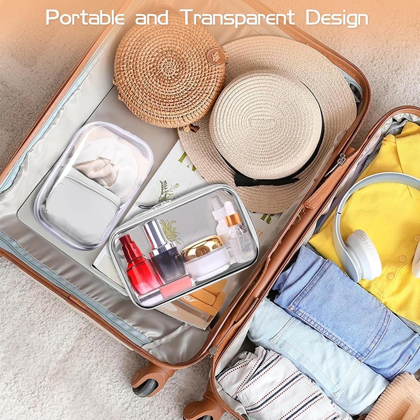 6 Pcs Clear Hard Zipper Case Hard Plastic Zipper Pouches Clear Shell Case Portable Travel Organizer Makeup Bag for Building Blocks Puzzles Cosmetics Makeup Supplies