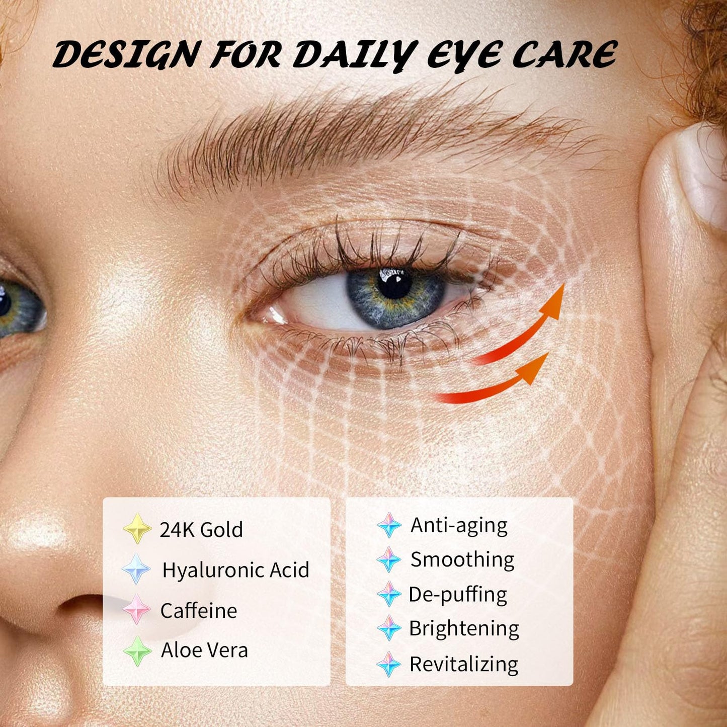 24k Gold Under Eye Patches & 4 in 1 Eye Masks Set, Collagen Eye Patches for Dark Circles Undereye Bags Wrinkles and Puffiness, Skin Care Gift for Her